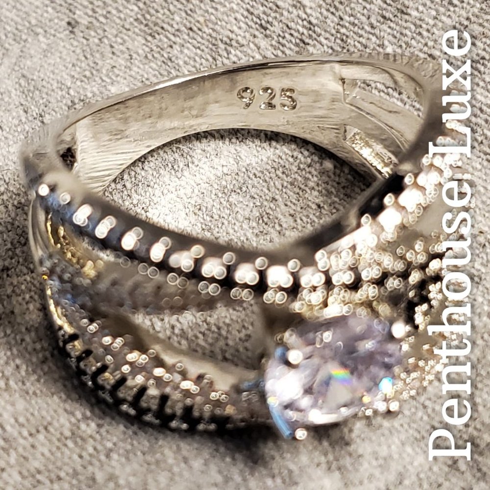 FINAL RESTOCK!! Double Criss-Cross Micro Pave Solitaire Ring - Picture 3 of 5